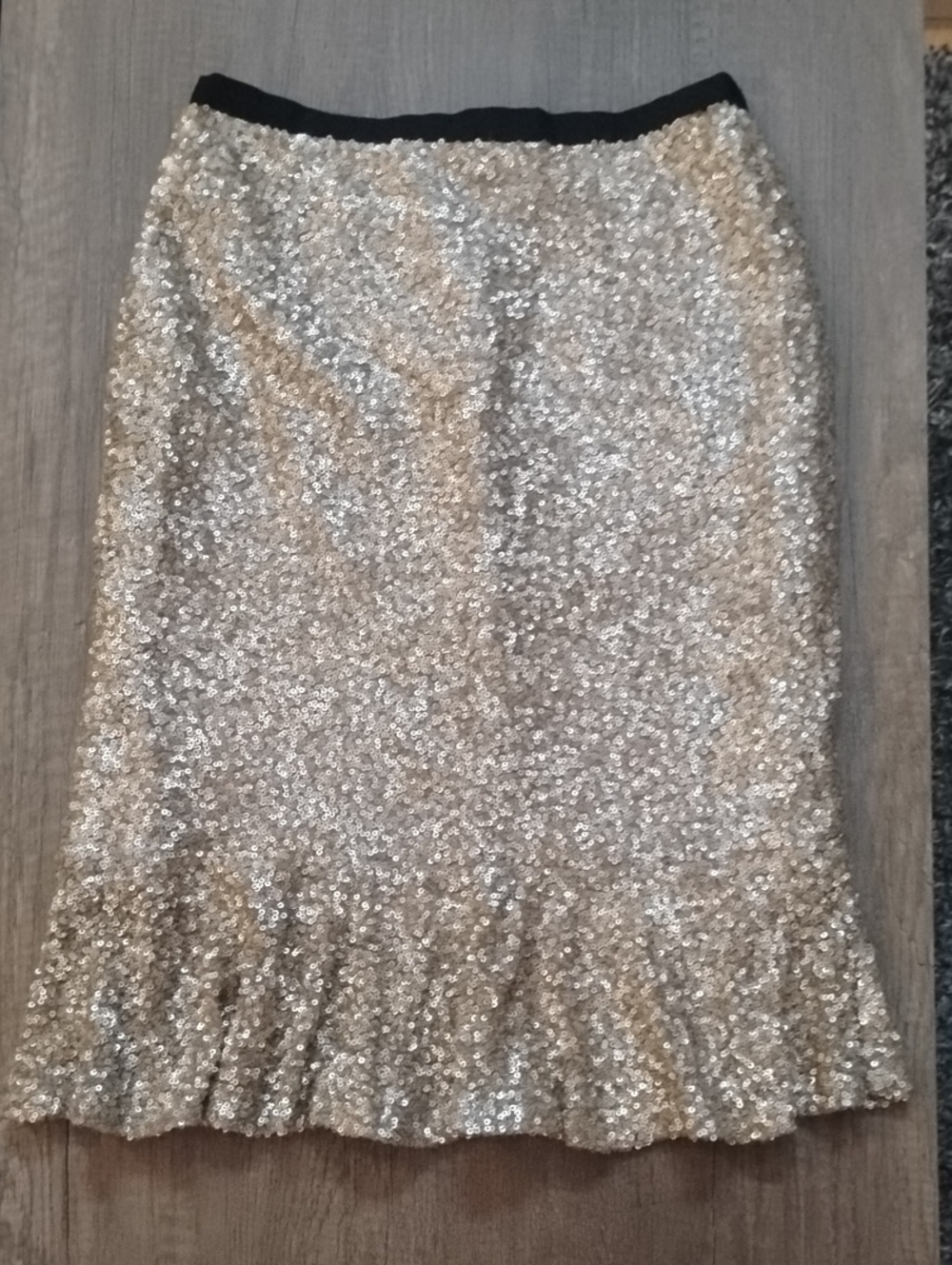 Gianni Bini Gold Sequin Skirt with Black Waistband